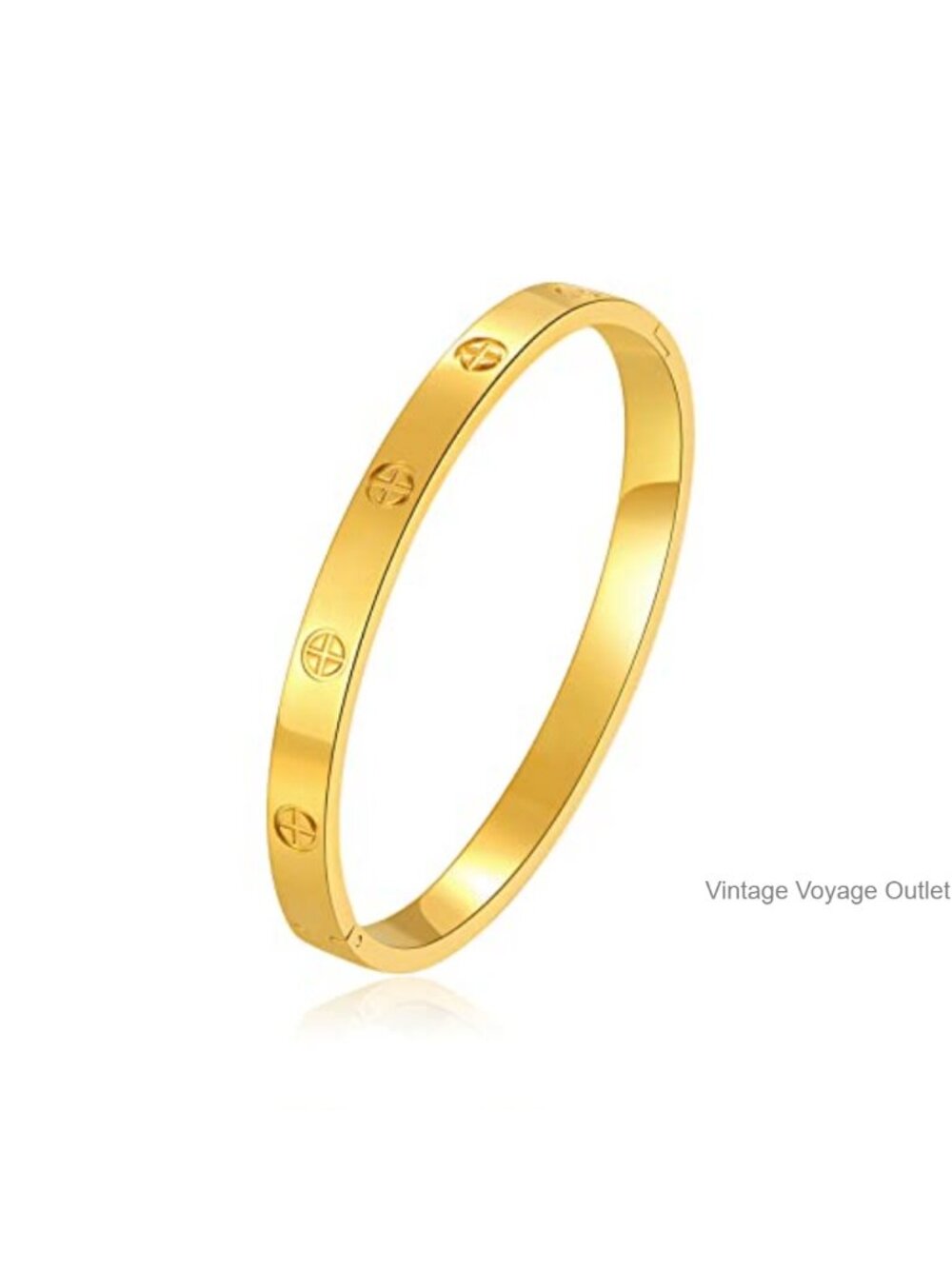 18k Gold Plated Stainless Steel Love Cuff Bracelet Bangle for Women Wedding